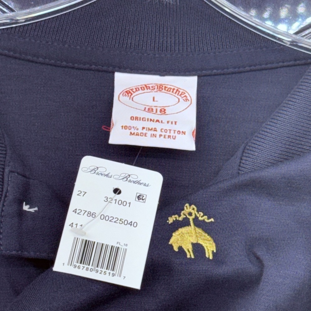 New Brooks Brothers Mens L Blue Golden Fleece Original Fit Pima Cotton Polo